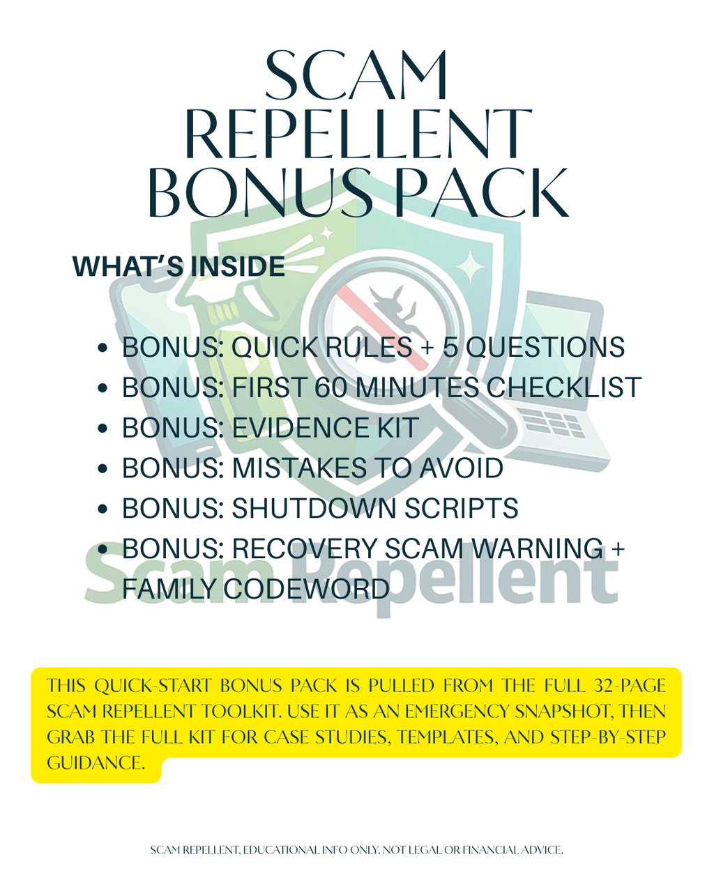 Scam Repellent Quick Guide (Free PDF Download)
